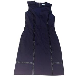 Of/Mercer Dress Women's 10 Navy Blue Sleeveless Full Zip Ponte Knit Stretch